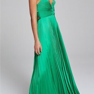 A.L.C Elegant Green Pleated Dress